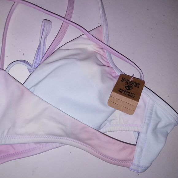 Victoria Secret PINK Swim Bikini Top XS Pastel Tie Dye Fade Wrap Halter String - Picture 15 of 16